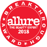 Allure, the Beauty Expert, Breakthrough Award badge.
